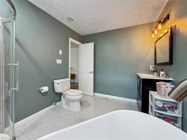 13 Dandy Point Rd, Hampton, VA 23664 - full bathroom featuring a textured ceiling, toilet, vanity, a shower with door, and baseboards