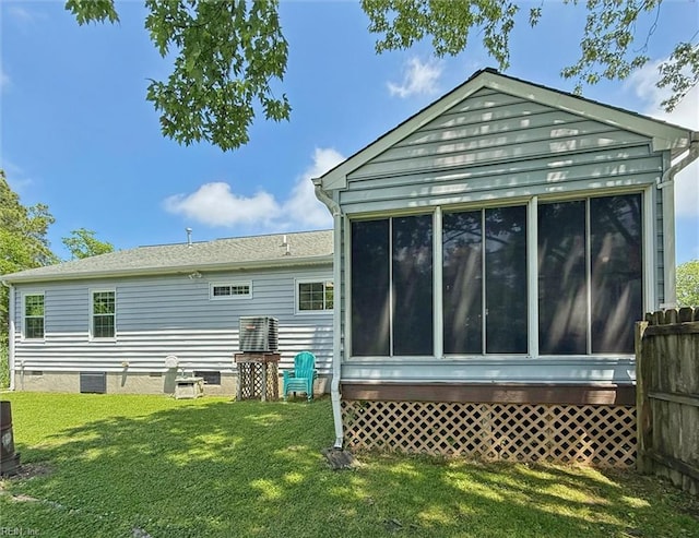13 Dandy Point Rd, Hampton, VA 23664 - rear view of house featuring a sunroom, crawl space, and a yard