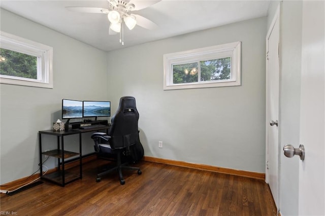 164 Findley Sq, Hampton, VA 23666 - office space featuring plenty of natural light, wood finished floors, baseboards, and ceiling fan