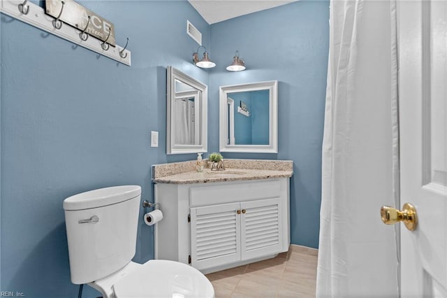 253 S George Washington Hwy, Chesapeake, VA 23323 - full bath with vanity, toilet, tile patterned floors, and a shower with curtain