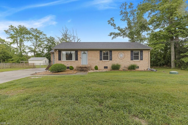 27195 Dogwood Bend Rd, Franklin, VA 23851 - ranch-style house with concrete driveway, brick siding, and roof with shingles