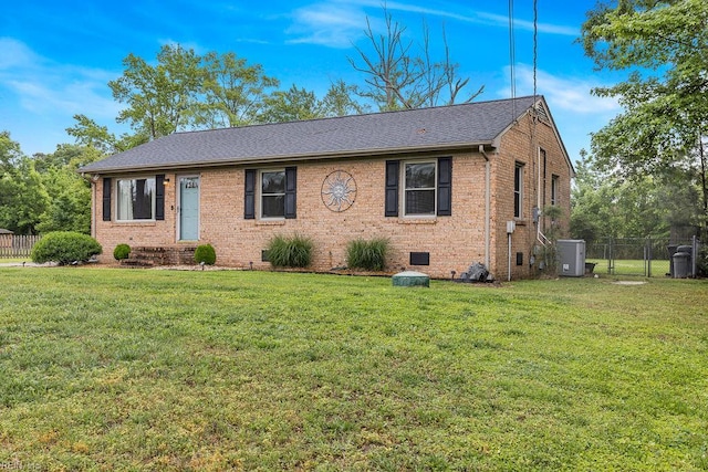 27195 Dogwood Bend Rd, Franklin, VA 23851 - single story home with crawl space, brick siding, a gate, roof with shingles, and cooling unit