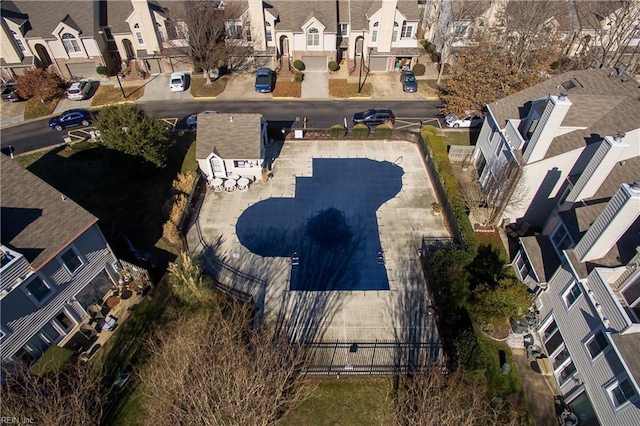 aerial overview of property's location with nearby suburban area