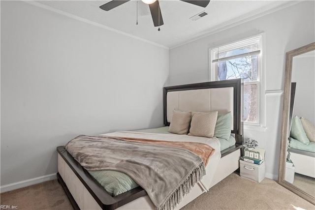 332 Shawen Dr, Hampton, VA 23669 - bedroom featuring carpet floors, ornamental molding, baseboards, and ceiling fan