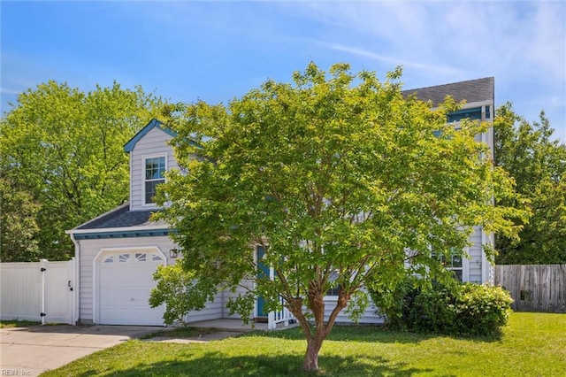 6017 Glen View Dr, Virginia Beach, VA 23464 - obstructed view of property with a garage, concrete driveway, roof with shingles, and a gate