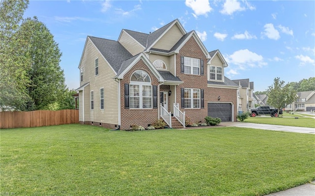 2230 Angler Ln, Chesapeake, VA 23323 - traditional home with concrete driveway, crawl space, and an attached garage
