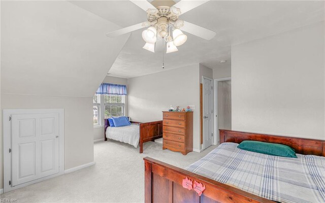 2230 Angler Ln, Chesapeake, VA 23323 - bedroom with light colored carpet, baseboards, and a ceiling fan