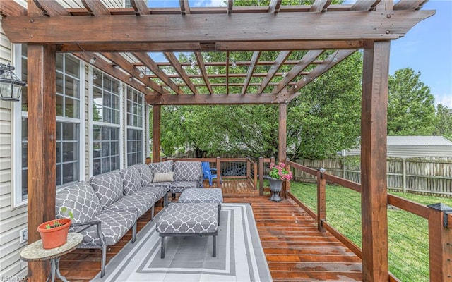 2230 Angler Ln, Chesapeake, VA 23323 - wooden terrace featuring outdoor lounge area and a pergola