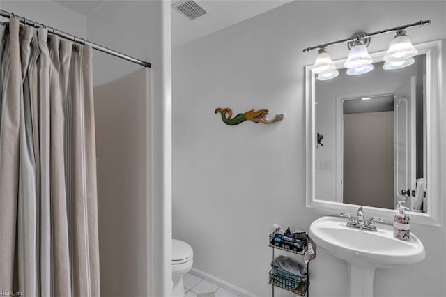 2537 Springhaven Dr, Virginia Beach, VA 23456 - full bathroom with toilet, a shower with curtain, a sink, and tile patterned floors