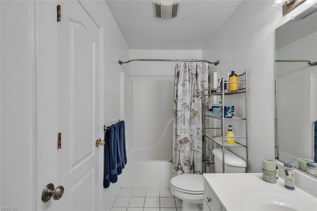 2537 Springhaven Dr, Virginia Beach, VA 23456 - bathroom with shower / bath combo, toilet, vanity, and tile patterned floors