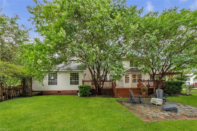2537 Springhaven Dr, Virginia Beach, VA 23456 - rear view of property with a wooden deck and crawl space