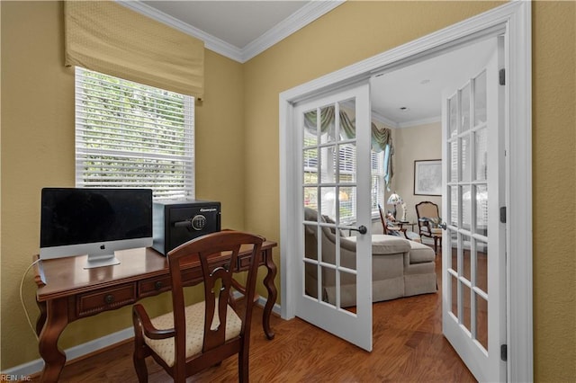 2968 Elegance Ln, Virginia Beach, VA 23456 - office area with ornamental molding and wood finished floors