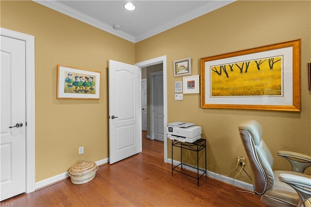 2968 Elegance Ln, Virginia Beach, VA 23456 - office area with crown molding, wood finished floors, and baseboards