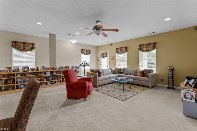 2968 Elegance Ln, Virginia Beach, VA 23456 - living area featuring carpet, ceiling fan, healthy amount of natural light, and recessed lighting
