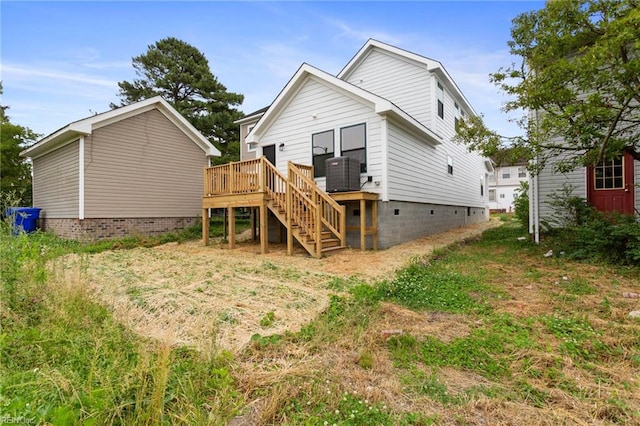 503 Middlesex St, Norfolk, VA 23523 - back of property with stairs, a deck, cooling unit, and crawl space