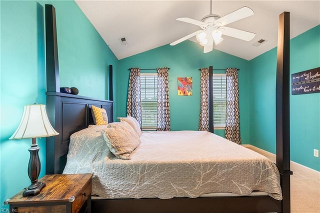 5049 Kelso St, Suffolk, VA 23435 - bedroom with lofted ceiling, carpet floors, ceiling fan, and baseboards