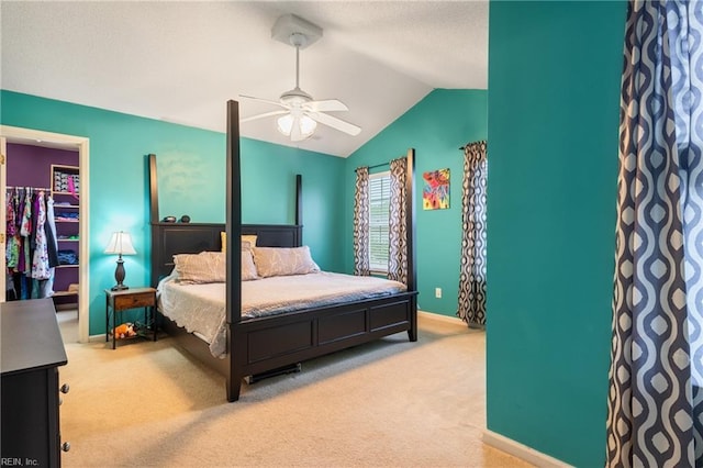 5049 Kelso St, Suffolk, VA 23435 - carpeted bedroom featuring lofted ceiling, baseboards, a ceiling fan, a spacious closet, and a closet