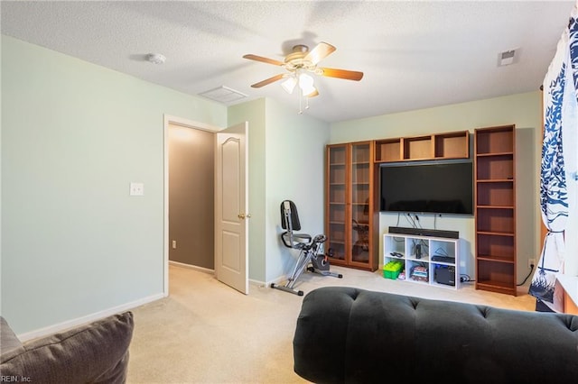 5049 Kelso St, Suffolk, VA 23435 - living room featuring ceiling fan, light carpet, and baseboards