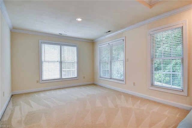 840 Forest Glade Dr, Chesapeake, VA 23322 - empty room with baseboards, light carpet, healthy amount of natural light, crown molding, and recessed lighting