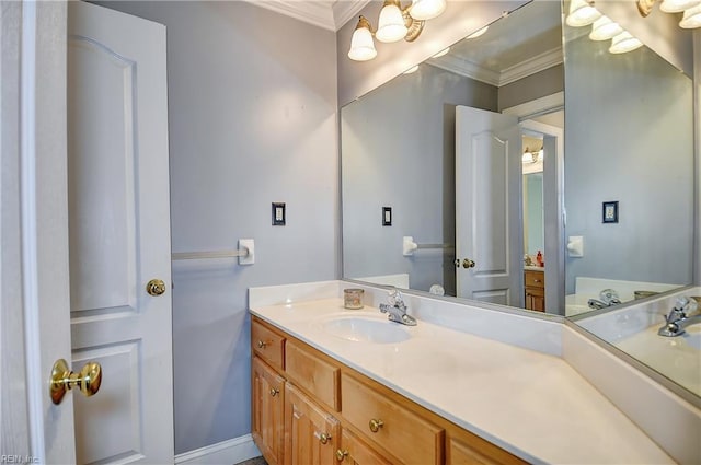 840 Forest Glade Dr, Chesapeake, VA 23322 - bathroom with ornamental molding, vanity, and baseboards