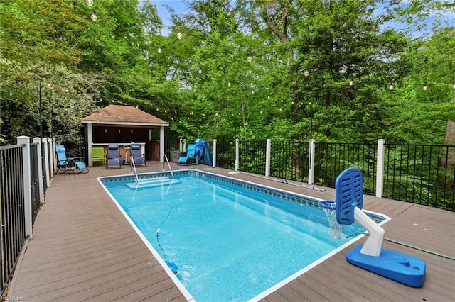 527 Lakeshead Dr, Williamsburg, VA 23185 - view of pool featuring a deck, view of scattered trees, and a gazebo