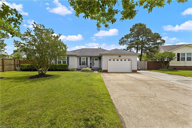 single story home featuring an attached garage and concrete driveway