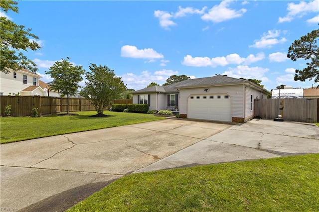 single story home with a garage and concrete driveway