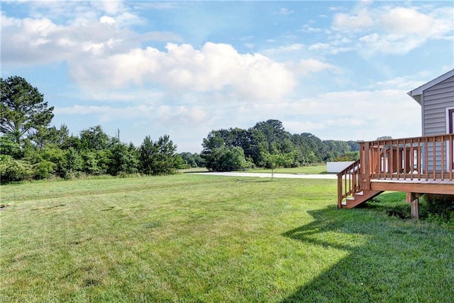 20 Pickins Dr, Poquoson, VA 23662 - view of green lawn with a wooden deck