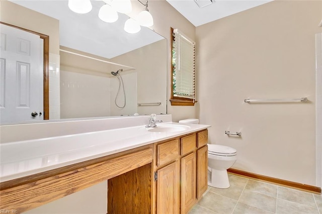 810 Erskine St, Hampton, VA 23666 - full bath featuring toilet, a shower, baseboards, tile patterned flooring, and vanity