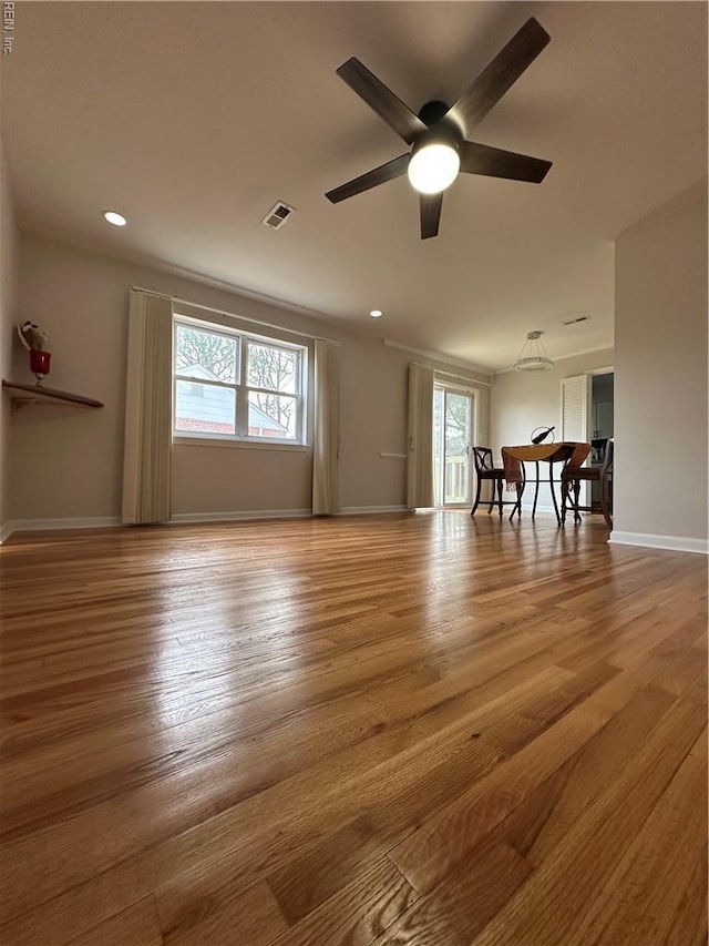 2800 Candlewood Cir, Chesapeake, VA 23324 - living room with ceiling fan, wood finished floors, baseboards, and recessed lighting