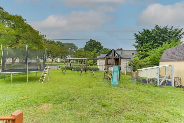 8140 Kenwood Dr, Norfolk, VA 23518 - view of yard featuring a trampoline and a playground