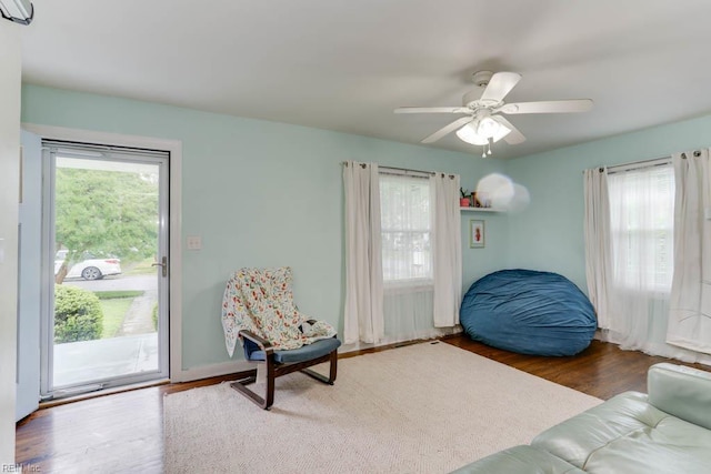 8140 Kenwood Dr, Norfolk, VA 23518 - living room with wood finished floors and ceiling fan