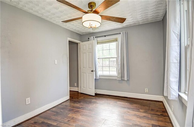 3582 Tennessee Ave, Norfolk, VA 23502 - unfurnished room featuring a ceiling fan, baseboards, and wood finished floors