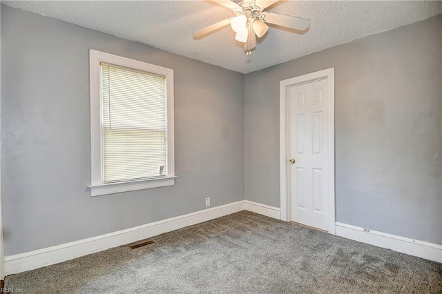 3582 Tennessee Ave, Norfolk, VA 23502 - carpeted empty room with a ceiling fan, a textured ceiling, and baseboards