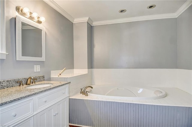 3582 Tennessee Ave, Norfolk, VA 23502 - bathroom with ornamental molding, vanity, and a bath