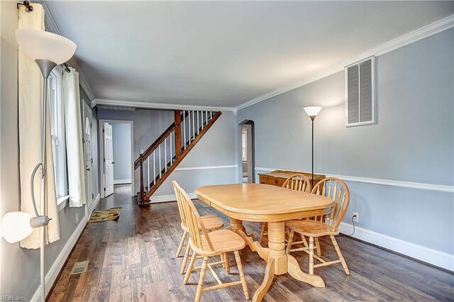 3582 Tennessee Ave, Norfolk, VA 23502 - dining space with stairway, arched walkways, wood finished floors, baseboards, and ornamental molding