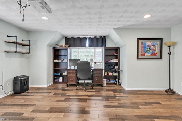107 Hamilton Ct, Suffolk, VA 23435 - office with wood finished floors, recessed lighting, baseboards, and a textured ceiling