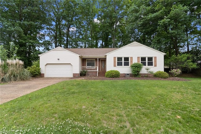 25 Hunter Trce, Hampton, VA 23669 - ranch-style home with an attached garage, concrete driveway, a front lawn, and crawl space