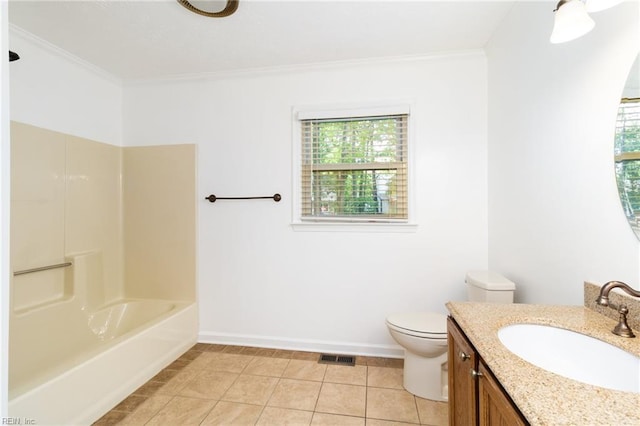 25 Hunter Trce, Hampton, VA 23669 - bathroom with healthy amount of natural light, toilet, vanity, crown molding, and tile patterned floors