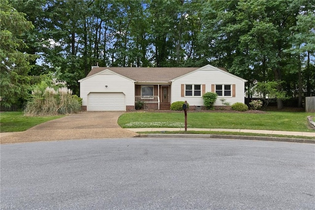 25 Hunter Trce, Hampton, VA 23669 - ranch-style home with an attached garage, driveway, a front yard, and crawl space