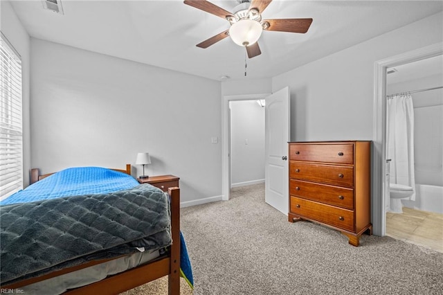 3925 Grand Isle Dr, Chesapeake, VA 23323 - bedroom featuring carpet, a ceiling fan, ensuite bath, and baseboards