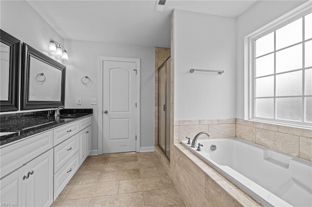 3925 Grand Isle Dr, Chesapeake, VA 23323 - full bath featuring a bath, double vanity, and a stall shower