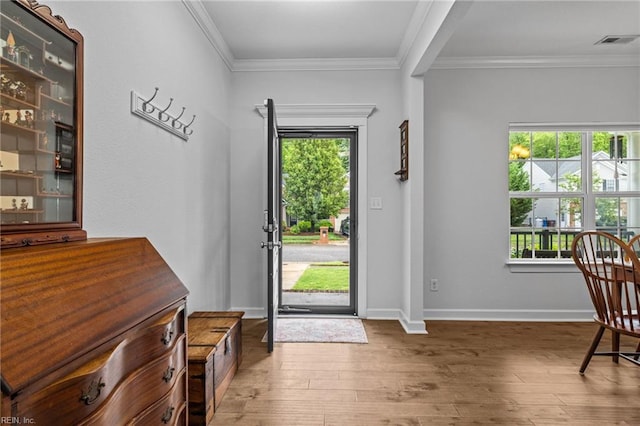 3925 Grand Isle Dr, Chesapeake, VA 23323 - entrance foyer with wood-type flooring, crown molding, and baseboards