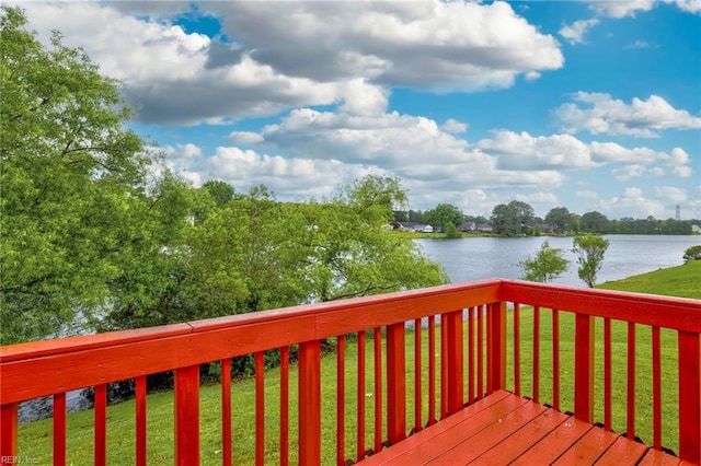 3925 Grand Isle Dr, Chesapeake, VA 23323 - wooden deck featuring a water view and a yard