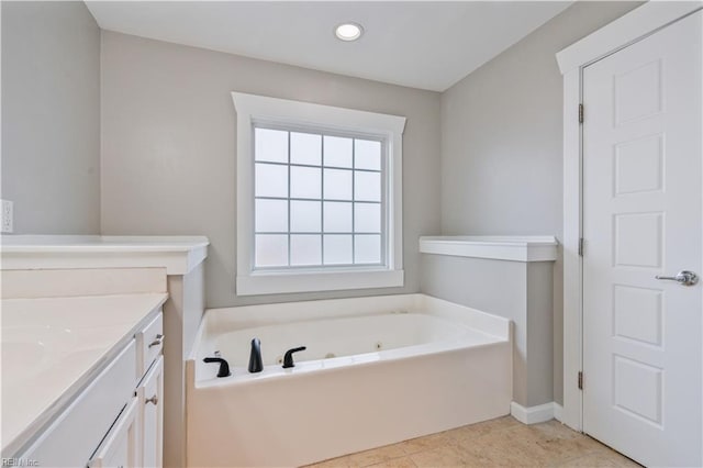 1278 Little Bay Ave Unit B, Norfolk, VA 23503 - bathroom featuring a whirlpool tub, vanity, recessed lighting, baseboards, and tile patterned flooring