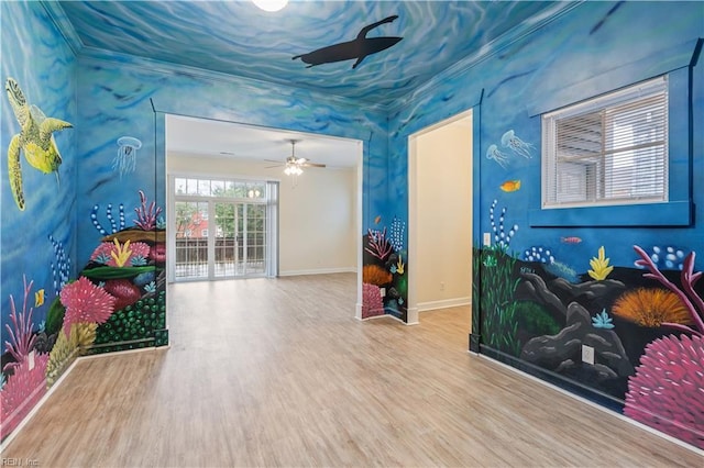 1278 Little Bay Ave Unit B, Norfolk, VA 23503 - rec room with wood finished floors, ceiling fan, and baseboards