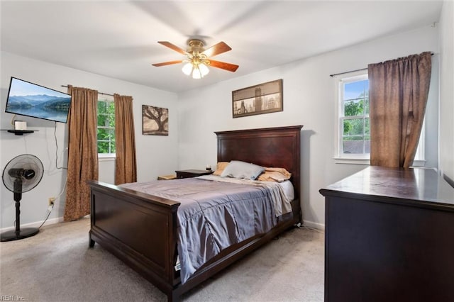 155 Wilderness Rd, Hampton, VA 23669 - bedroom with baseboards, light carpet, and ceiling fan