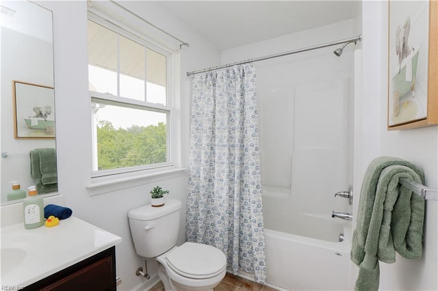 1060 Fairgrounds Ln, Suffolk, VA 23434 - full bathroom featuring vanity, toilet, shower / tub combo, and tile patterned flooring