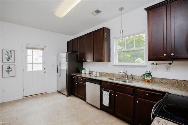 1060 Fairgrounds Ln, Suffolk, VA 23434 - kitchen with a sink, dishwasher, stainless steel fridge with ice dispenser, black electric range oven, and healthy amount of natural light