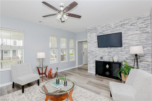 1060 Fairgrounds Ln, Suffolk, VA 23434 - living area with baseboards, wood finished floors, and ceiling fan